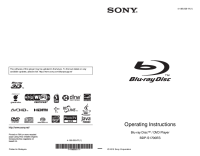 Sony BDP-S1700ES - Owners Manual 